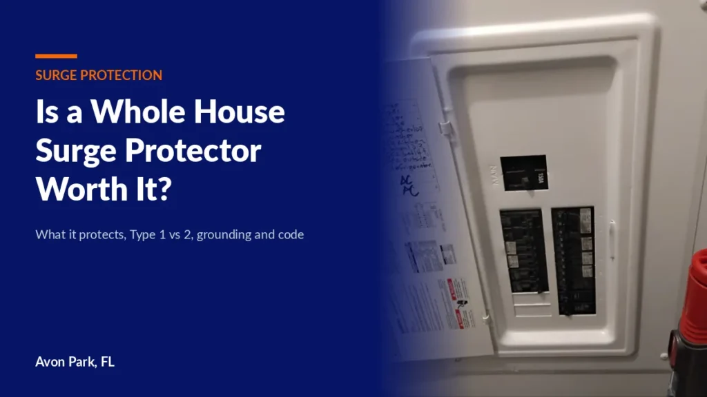 Electrical panel in a Highlands County home where a whole house surge protector can be installed